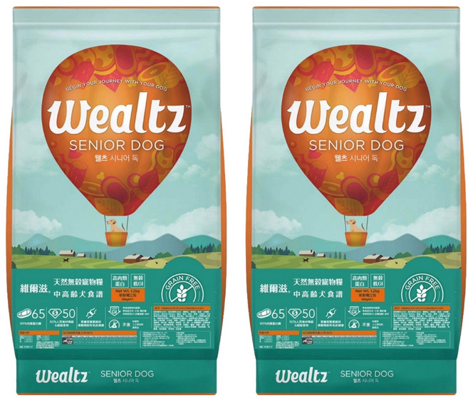 Wealtz 維爾滋 無穀犬糧 中高齡犬, 雞肉, 1200g, 2袋