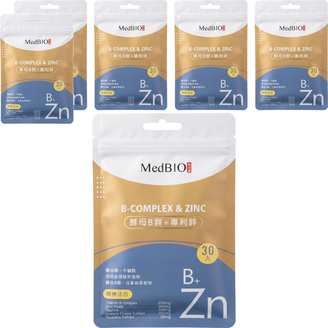 MedBIO 美百優 酵母B群 + 專利鋅, 500mg, 30顆, 6包