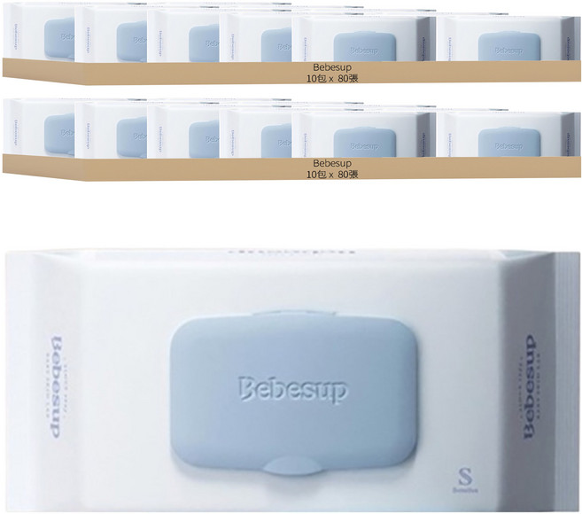 Bebesup 嬰兒濕紙巾 敏感肌適用, 65gsm, 80張, 20包