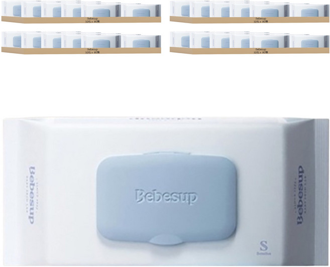 Bebesup 嬰兒濕紙巾 敏感肌適用, 65gsm, 80張, 40包