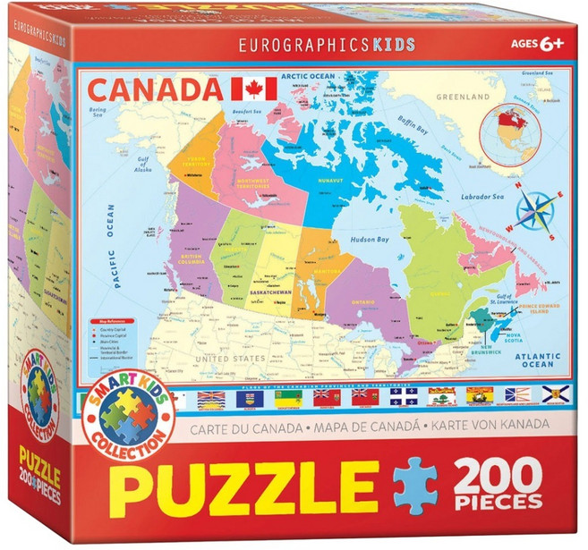 eurographicspuzzles 兒童拼圖 PZ07971, 加拿大地圖, 200片, 1盒