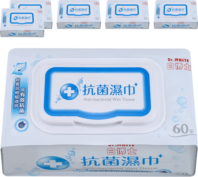 Dr.White 白博士 抗菌濕巾, 1入, 6包
