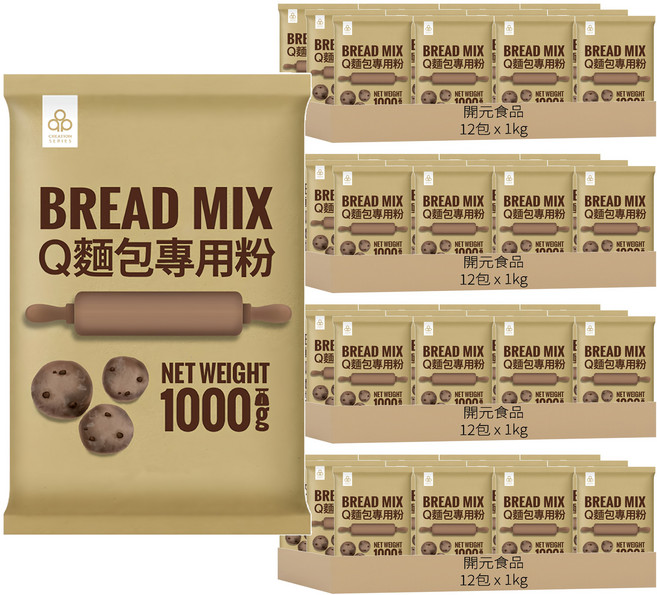 開元食品 Q麵包專用粉, 48包, 1kg