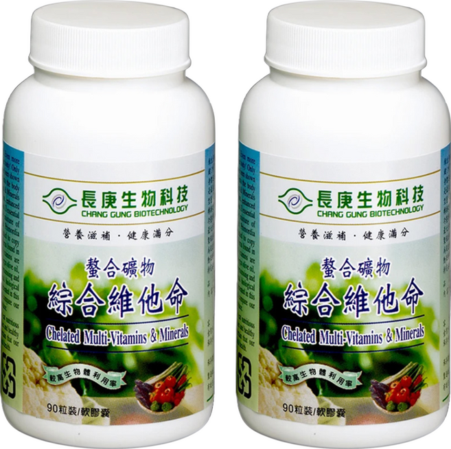 長庚生物科技 螯合礦物綜合維他命軟膠囊, 90顆, 700mg, 2瓶