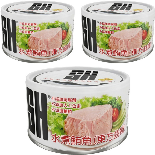 三興 水煮鮪魚罐頭, 190g, 3罐