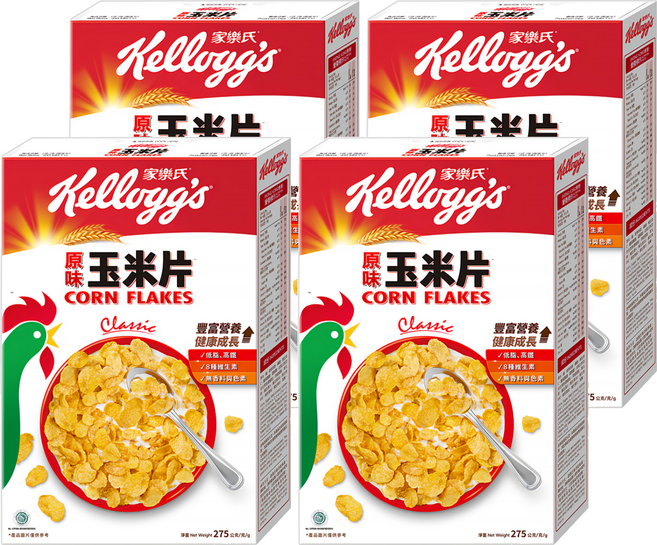 Kellogg's 家樂氏 CORN FLAKES 公雞玉米片 原味玉米片, 275g, 4盒