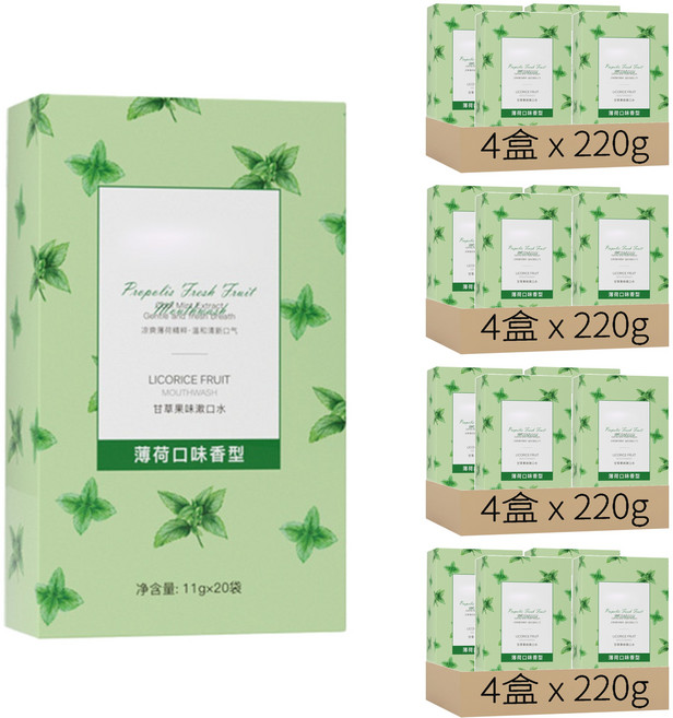 咪咪購物 旅行便攜隨身漱口水 薄荷 20條, 220g, 16盒