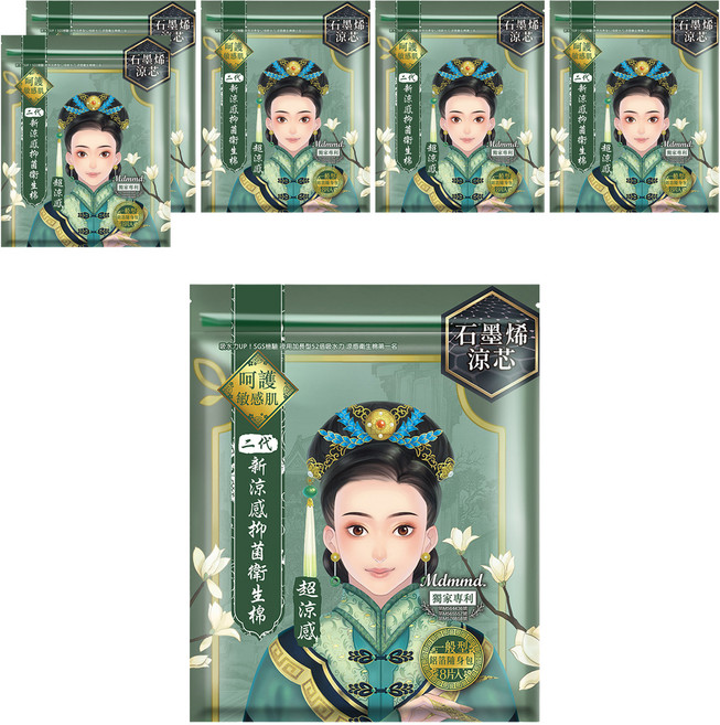 Mdmmd. 明洞國際 後宮二代系列 石墨烯超涼感抑菌衛生棉, 一般型(24.5cm), 8片, 6包