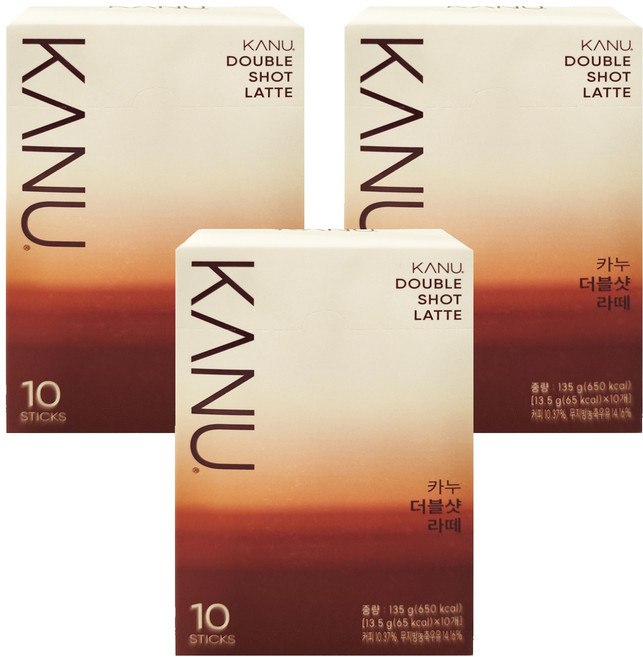 KANU 漸層奶香雙拿鐵咖啡, 13.5g, 10條, 3盒