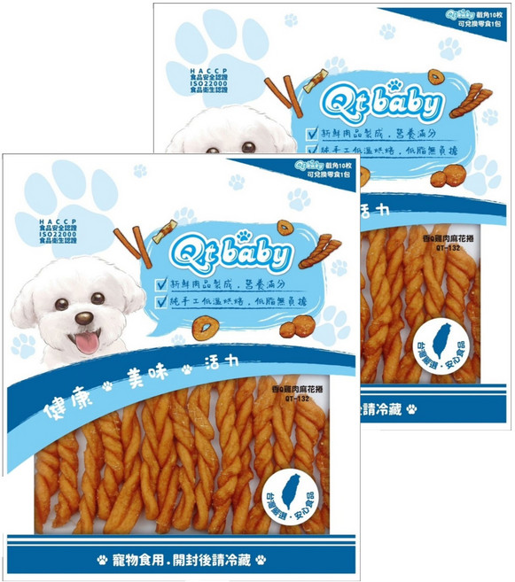 Qt baby 香Q雞肉麻花捲 犬用 台灣製造, 雞肉, 120g, 2包