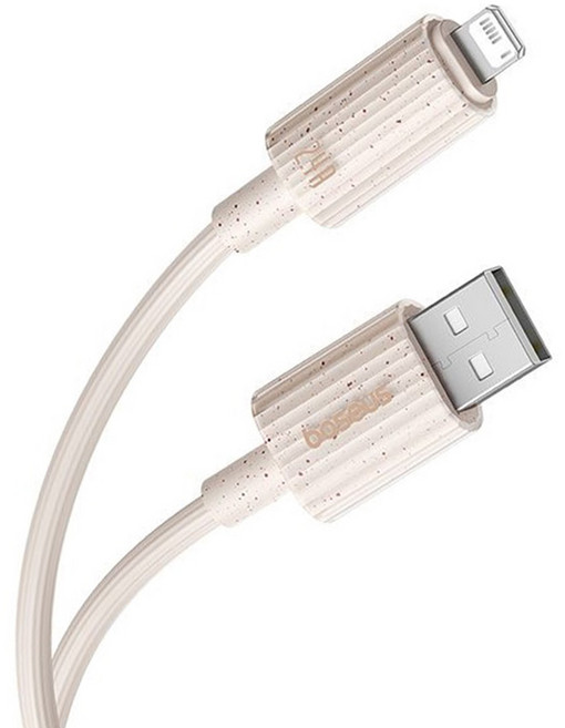 Baseus 倍思 環保系列 快充傳輸線 USB-iPhone 2.4A, 2m, 秸稈粉, 1條