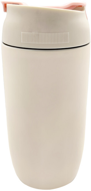 彈跳吸管雙飲保溫咖啡杯 15 x 8cm, 粉色, 480ml, 1個