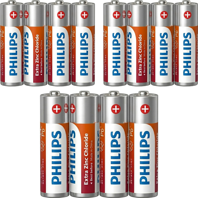 PHILIPS 飛利浦 台灣公司貨 碳鋅電池 3號, 4顆, 3組