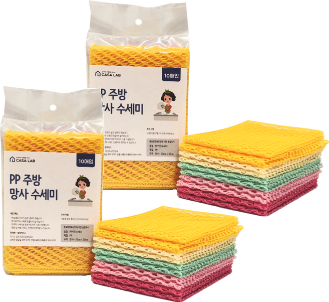 CasaLab PP廚房網紗菜瓜布 隨機出貨, 10入, 2個