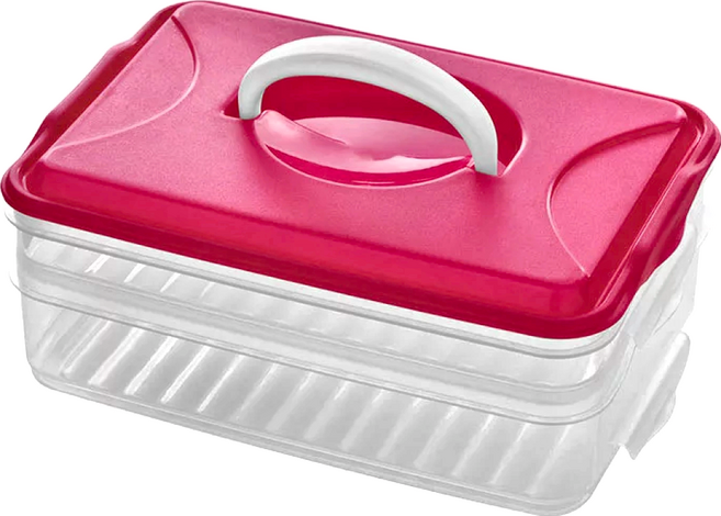 PREMIER HOUSEWARES 雙層保鮮盒 pr262 23 x 15.2 x 8.8cm 粉色 213g, 容器 + 蓋子, 1組