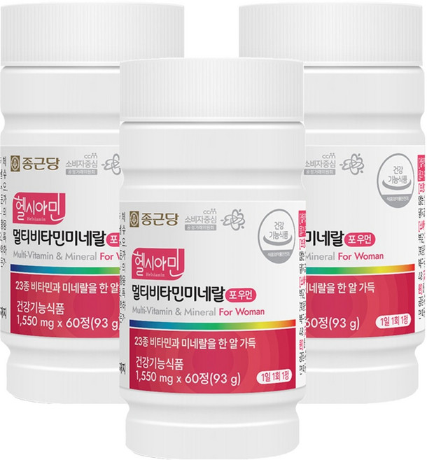 Chong Kun Dang 鍾根堂 Pharm Healthyamin 女性綜合維他命礦物質 93g, 60錠, 3個