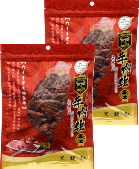清真國際牛肉店 牛肉乾 黑胡椒, 180g, 2包