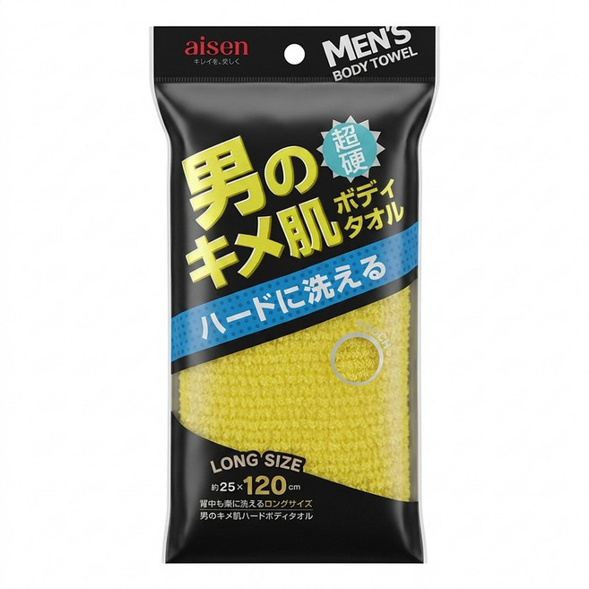 AISEN 男性專用澡巾 超硬, 黃色, 1入, 1包