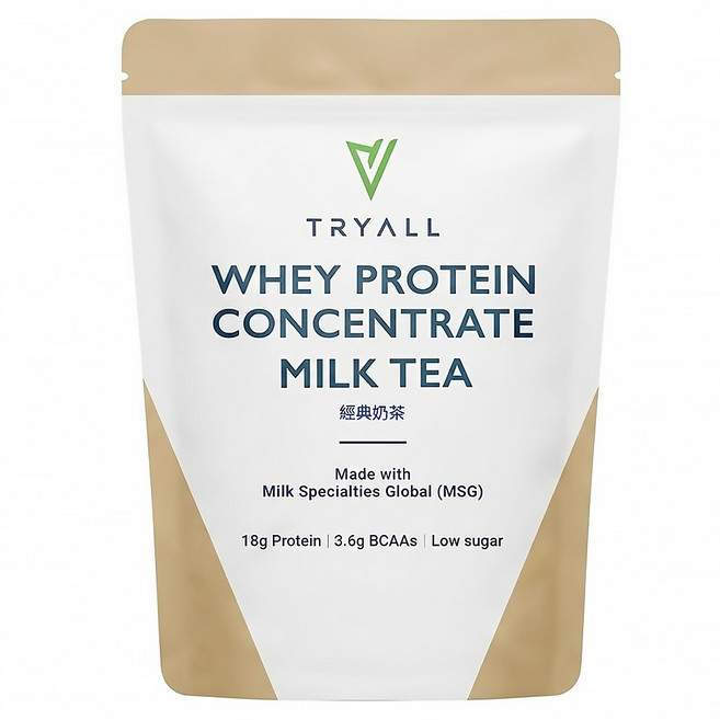 TRYALL 濃縮乳清蛋白粉 經典奶茶, 500g, 1包