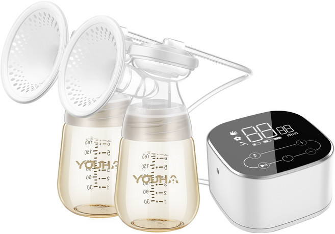 YOUHA 優合 雙邊電動吸乳器 YH-5020S + 優捷 Express Cups Plus 雙邊免手持真空集乳杯 24mm, 1組, 黑色