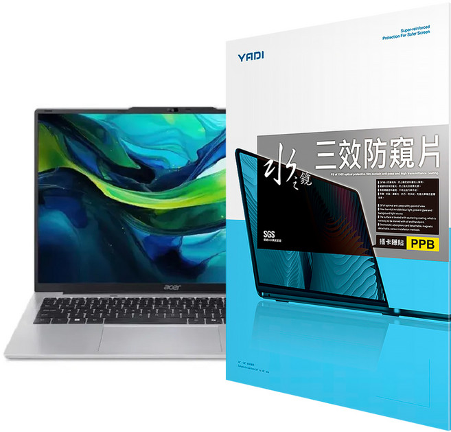 YADI 亞第 插卡隱貼 16 : 10 水之鏡防窺片 Acer Aspire Lite AL16 52P 58ZE專用 PF4PPB-W160 16吋, 單一顏色, 1個