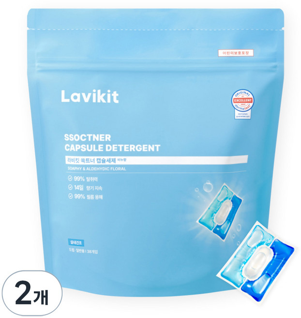 La vikit Soktner 室內晾乾膠囊洗衣精 皂香, 38入, 2個