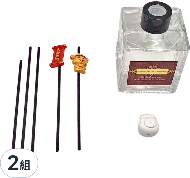 QiMart 迎春納福香氛珪藻擴香瓶 480g, 絲絨玫瑰, 200ml, 2件