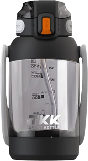 TKK 美國進口Tritan 獵鷹 手提 + 背帶 直飲大容量 運動水壺, 鑽石黑, 1.2L, 1個