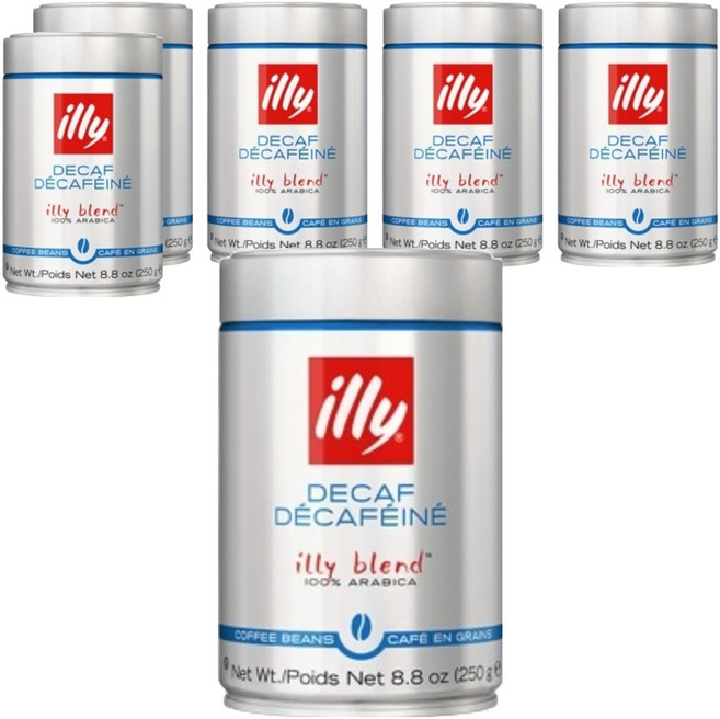illy 意利 低咖啡因研磨咖啡, 無研磨咖啡豆, 250g, 6罐