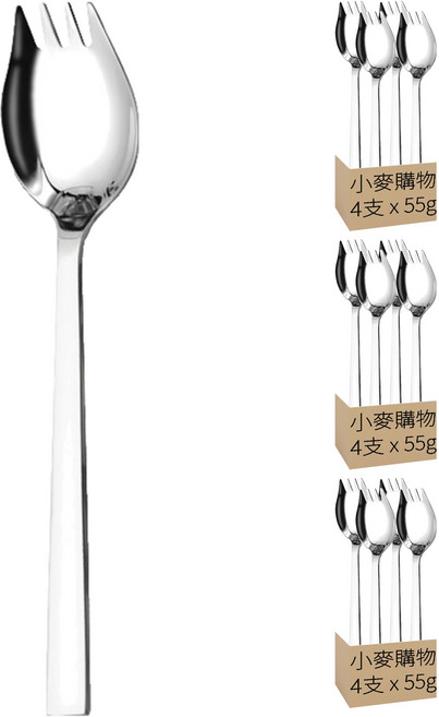 y437不鏽鋼長柄叉勺 55g, 銀色, 12支