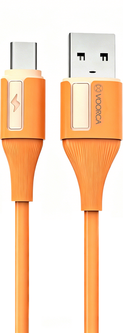 VOORCA USB-A To USB-C 極光彩色無毒防火硅膠充電線, 橘色, 1個, 120cm