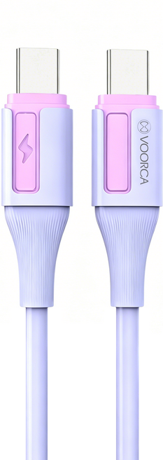 VOORCA USB-C To USB-C 極光硅膠充電線, 紫色, 1條, 120cm