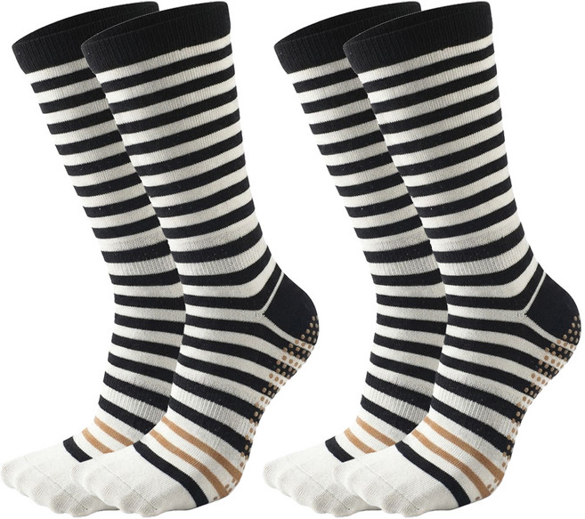 PORA BELLA YOGA SOCKS 運動條紋止滑瑜珈中筒襪 YG015 2雙