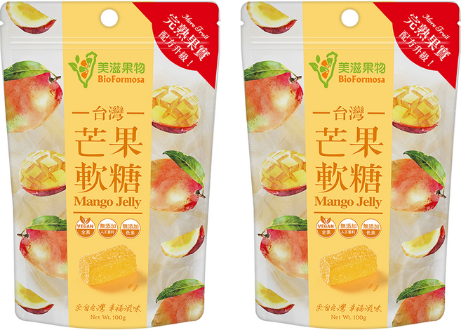 BioFormosa 美滋果物 芒果果汁軟糖, 100g, 2包