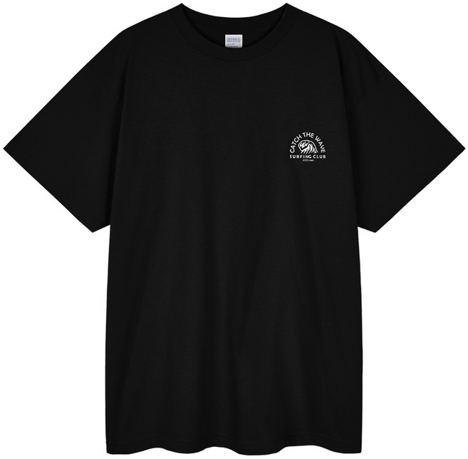 ALEX&ALVIN 男女通用 CATCH THE WAVE SMALL 透氣 Logo 短袖 T恤 A201UTH705, 黑色