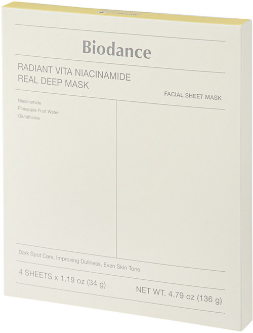 Biodance 光采維他菸鹼醯胺Real深層面膜, 1盒, 4片