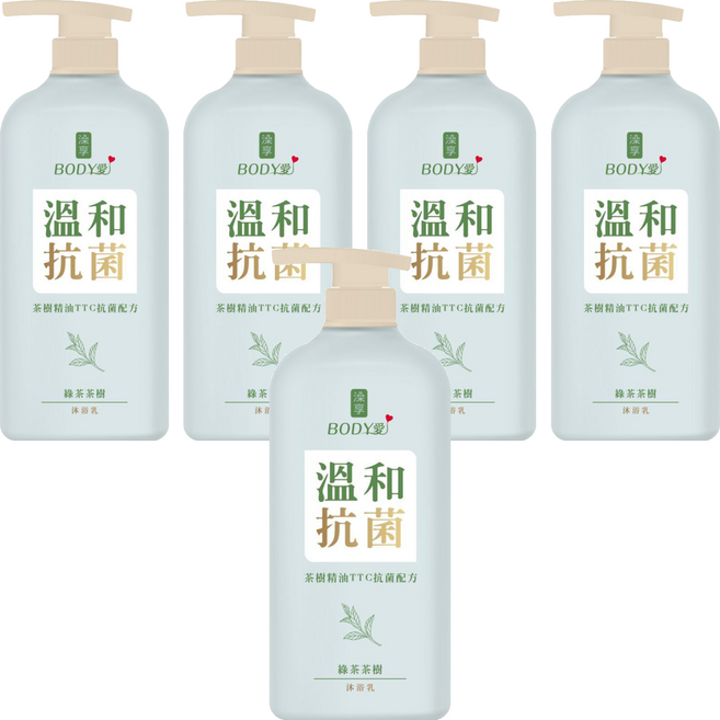 澡享 BODY愛抗菌沐浴乳 綠茶茶樹, 900g, 5瓶