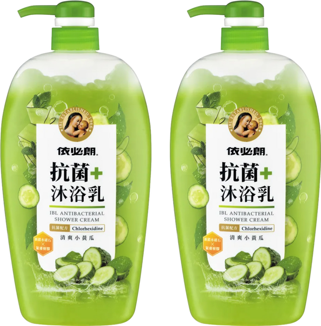 依必朗 抗菌沐浴乳 清爽小黃瓜, 1kg, 2瓶