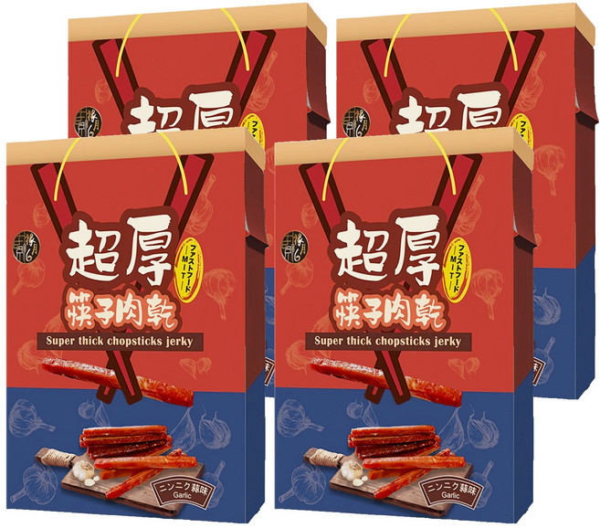 SUNFOOD 太禓食品 超厚筷子肉乾伴手禮盒 蒜味, 240g, 4盒