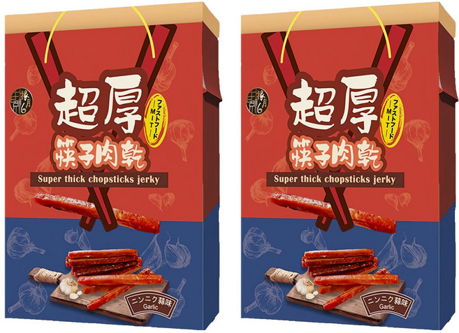 SUNFOOD 太禓食品 超厚筷子肉乾伴手禮盒 蒜味, 240g, 2盒