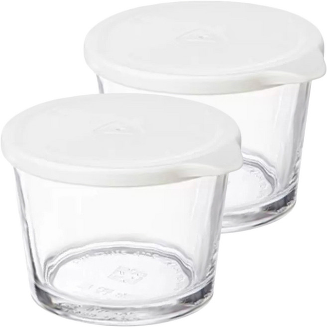SHIMOYAMA 玻璃儲物罐/保鮮盒 白色 260ml, 2組, 容器 + 蓋子