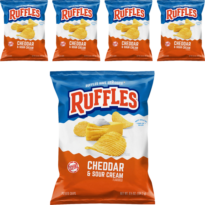 RUFFLES 波樂 Cheddar & Sour Cream 起司口味, 184.2g, 5包