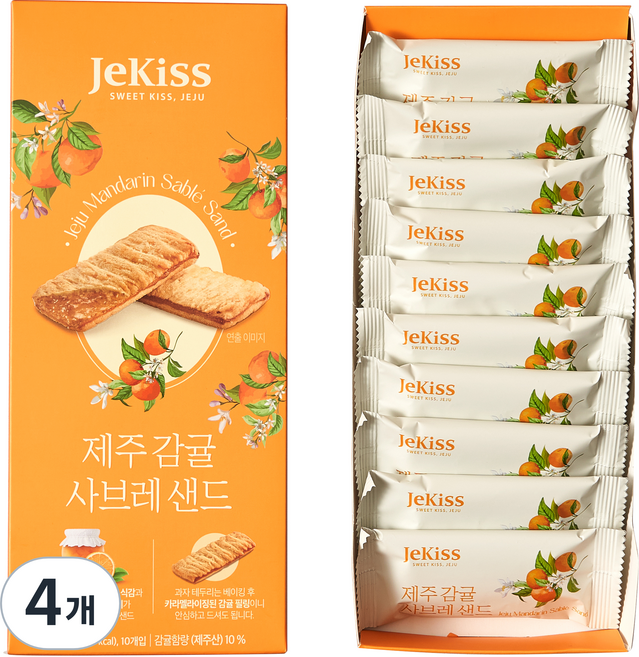 JeKiss 濟州島柑橘夾心酥餅 10包入, 180g, 4盒