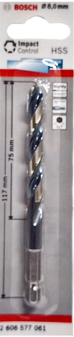 BOSCH 博世 台灣公司貨 HSS 鐵工鑽頭 1/4"六角柄 8.0mm 260857706, 1入