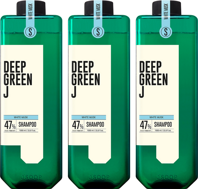 J'SOOP Deep Green J 弱酸性純素洗髮精 白麝香, 1L, 3瓶