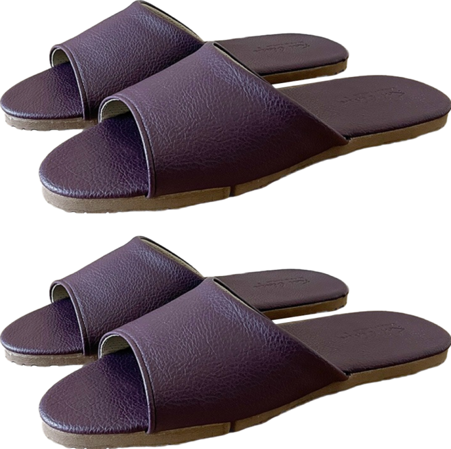 TAIWAN SLIPPER 台灣犀利趴 純色 皮質室內拖鞋, 夜暮紫, 2雙