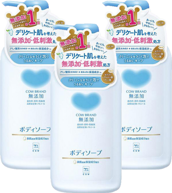 COW STYLE 牛乳石鹼 無添加沐浴露, 3瓶, 500ml