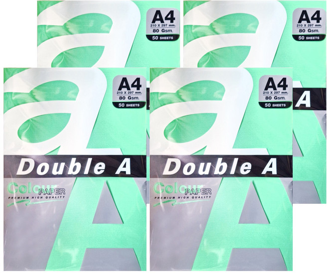 Double A 影印紙 湖水綠 Greenbush 80gsm 50張, A4, 4包