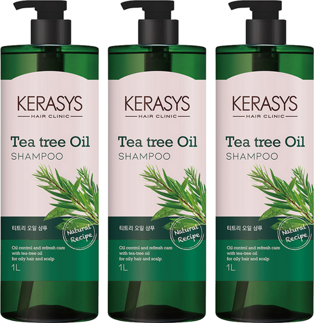 KERASYS 可瑞絲 植物油系列洗髮精 茶樹, 1L, 3瓶