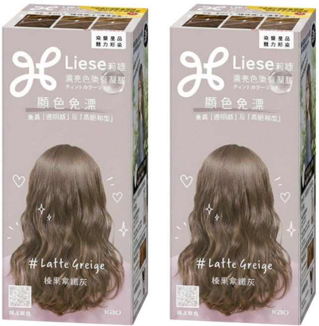 Liese 莉婕 濃亮色染髮凝膠, 榛果拿鐵灰, 2個